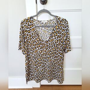 Leopard V neck Blouse